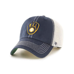 '47 MLB Trawler Mesh Clean Up Adjustable Hat  Adult One Size Fits All (Milwaukee Brewers Navy)