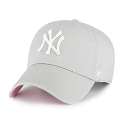 '47 New York Yankees Ballpark Clean Up Dad Hat Baseball Cap - Gray  Light Grey  White  Pink