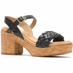 ) Hush Puppies Poppy Quarter Strap Leather Women's Black Sandals - Black, 3 (Adults'