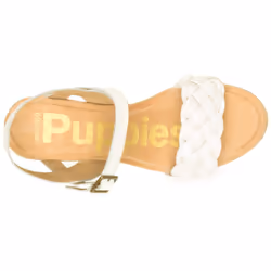 ) Hush Puppies Poppy Quarter Strap Leather Women's White Sandals - White, 4 (Adults'