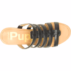 ) Hush Puppies Willow Slide Leather Women's Black Wedges - Black, 6 (Adults'