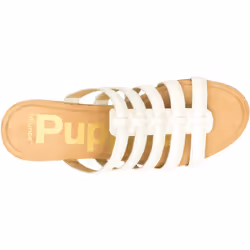 ) Hush Puppies Willow Slide Leather Women's White Wedges - White, 6 (Adults'