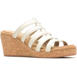 ) Hush Puppies Willow Slide Leather Women's White Wedges - White, 8 (Adults'