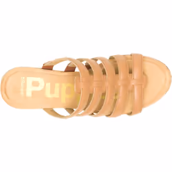 ) Hush Puppies Willow Slide Leather Women's Tan Wedges - Brown, 5 (Adults'