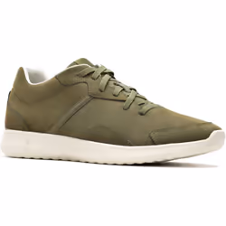 ) Hush Puppies The Good Leather Men's Olive Trainers - Green, 6 (Adults'