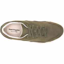 ) Hush Puppies The Good Leather Men's Olive Trainers - Green, 6 (Adults'