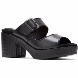 ) Hush Puppies Poppy Leather Women's Black Sandals - Black, 3 (Adults'