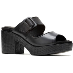 ) Hush Puppies Poppy Leather Women's Black Sandals - Black, 3 (Adults'