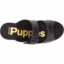 ) Hush Puppies Poppy Leather Women's Black Sandals - Black, 8 (Adults'