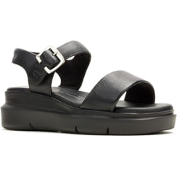 ) Hush Puppies Uplift Leather Women's Black Sandals - Black, 7 (Adults'