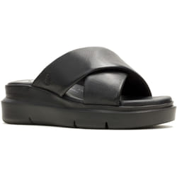 ) Hush Puppies Uplift Leather Women's Black Sandals - Black, 6 (Adults'