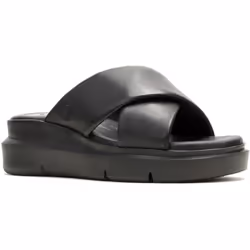 ) Hush Puppies Uplift Leather Women's Black Sandals - Black, 7 (Adults'