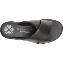 ) Hush Puppies Uplift Leather Women's Black Sandals - Black, 7 (Adults'