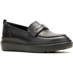 ) Hush Puppies Joy Penny Leather Women's Black/Black Loafers - Black, 4 (Adults'