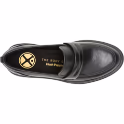 ) Hush Puppies Joy Penny Leather Women's Black/Black Loafers - Black, 4 (Adults'