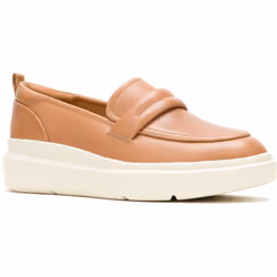 ) Hush Puppies Joy Penny Leather Women's Tan Loafers - Brown, 4 (Adults'