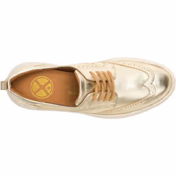 ) Hush Puppies Joy Leather Women's Champagne Brogues Shoes - Gold, 3 (Adults'