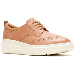 ) Hush Puppies Joy Leather Women's Tan Brogues Shoes - Brown, 6 (Adults'