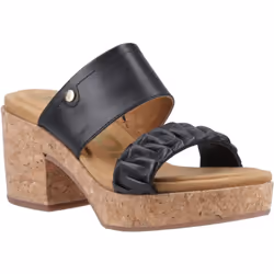 ) Hush Puppies Poppy Leather Women's Black Sandals - Black, 8 (Adults'