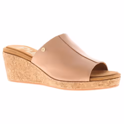 ) Hush Puppies Womens Wedge Sandals Willow Slide Leather Slip On beige UK Size - Beige, 8 (Adults'