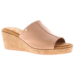 ) Hush Puppies Womens Wedge Sandals Willow Slide Leather Slip On beige UK Size - Beige, 8 (Adults'