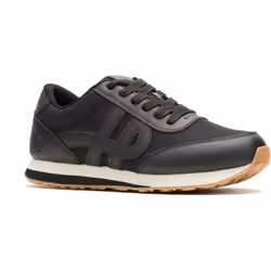 ) Hush Puppies Seventy8 Leather Men's Black Trainers - Black, 8 (Adults'