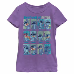 Disney Lilo Stitch Emotion Girl's Heather Crew Tee Purple Berry Larg