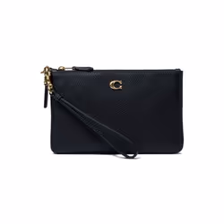 Coach Polished Pebble Small Wristlet  Black  One Size