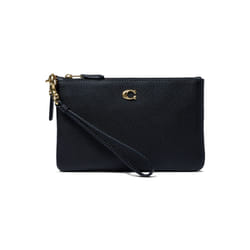 Coach Polished Pebble Small Wristlet  Black  One Size