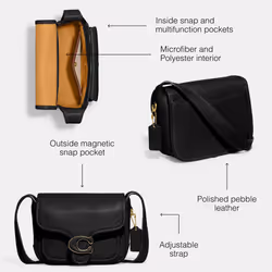 Coach Polished Pebble Tabby Messenger 19  Black