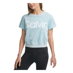 Calvin Klein Performance Klein Womens Performance Calvin Logo Print Short Sleeve Crew Neck Pullover 20 34    Length  Bleached