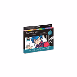 Crafters Companion Manga & Comic Book Heroes Multicoloured Premium Adult Colouring & Art Set Complete Kit Colouring Pens, Art ...