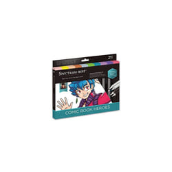 Crafters Companion Manga & Comic Book Heroes Multicoloured Premium Adult Colouring & Art Set Complete Kit Colouring Pens, Art Liners, Printed Art