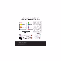 Crafters Companion Manga & Comic Book Heroes Multicoloured Premium Adult Colouring & Art Set Complete Kit Colouring Pens, Art Liners, Printed Art