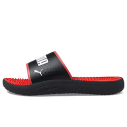 PUMA Men's Softride Massage Slide Sandal Black White-High Risk Red  10