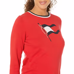 Tommy Hilfiger Women's Pullover Crewneck Everyday Sweater  Scarlet Mul