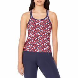 Tommy Hilfiger Women's Logo Tank Scarlet/Deep Blue Large
