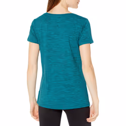 Amazon Essentials Women's Tech Stretch Short-Sleeve Crewneck T-Shirt (Available in Plus Size)  Pack of 2  Teal Blue/Navy  Space Dye  X-Small