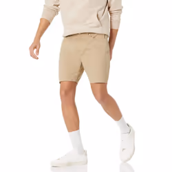 Amazon Essentials Mens Straight-Fit 7 Inseam Stretch 5-Pocket Shorts, Khaki Brown, 40