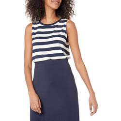 Amazon Essentials Womens RelaxedFit Sleeveless Muscle Tank Top  Navy White Stripe  XLarge