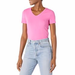 Amazon Essentials Women's Classic-Fit Short-Sleeve V-Neck T-Shirt  Pack of 2  Burgundy/Pink  Small