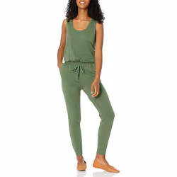 Amazon Essentials Womens Studio Terry Fleece Jumpsuit (Available in Plus Size)  Military green  XX-Large