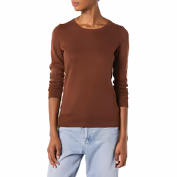 Amazon Essentials Women's Long-Sleeve Lightweight Crewneck Sweater Available in Plus Size Brown Large