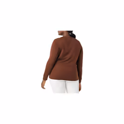 Amazon Essentials Women's Long-Sleeve Lightweight Crewneck Sweater Available in Plus Size  Brown  Large