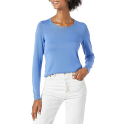Amazon Essentials Women's Long-Sleeve Lightweight Crewneck Sweater Available in Plus Size  Blue  Small