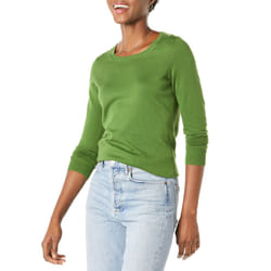 Amazon Essentials Women's Long-Sleeve Lightweight Crewneck Sweater Available in Plus Size  Green  Large