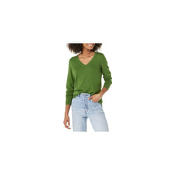 Amazon Essentials Women's Classic-Fit Lightweight Long-Sleeve V-Neck Jumper (Available in Plus Size), Green, S