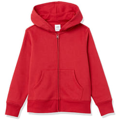 Girls' Fleece Zip-Up Hoodie Sweatshirt, Red, XX-Large