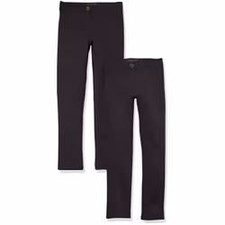 Amazon Essentials girls Uniform Slim Fit Ponte-Knit Pant  Pack of 2  Black  Small