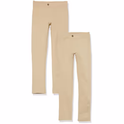 Amazon Essentials girls Uniform Slim Fit Ponte-Knit Pant  Pack of 2  Khaki Brown  Small